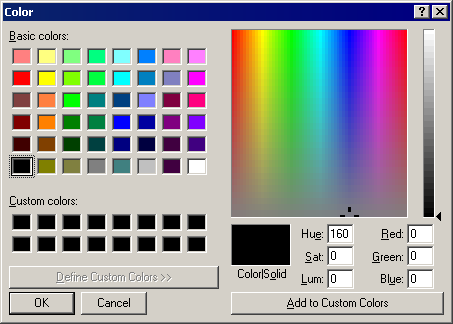 emWin GUIBuilder ColorSelection